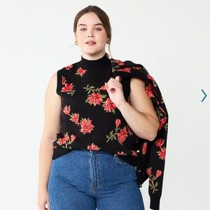 Draper James Floral Sweater Vest Size XXL